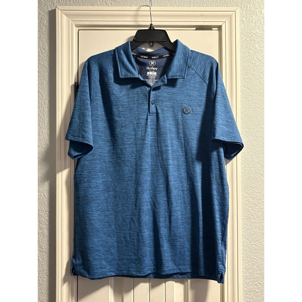 Hurley Performance Polo Shirt Mens Large Blue Moisture Wicking Golf